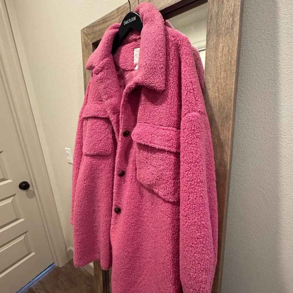 Avec Les Filles Pink Teddy Jacket - Picture 1 of 4